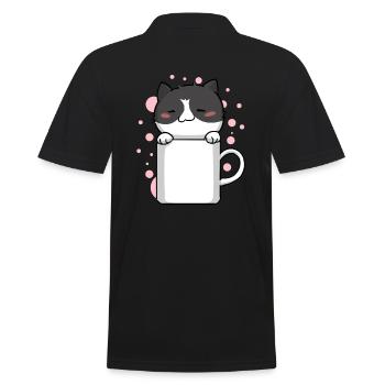 Kitty Kawaii Cute Kawaii Cat - Men's Polo Shirt - black - Back - Kai (181cm)