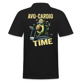 Avo-Cardio Time Fitness Vegan Avocardio Avocado - Männer Poloshirt - Schwarz - Hinten - Kai (181cm)