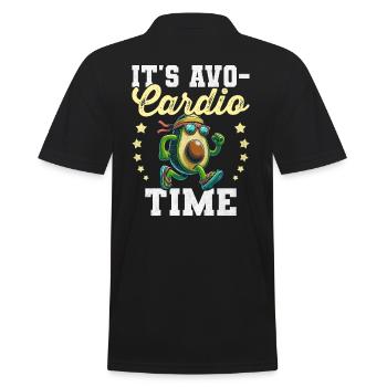 It's Avo-Cardio Time Gym Vegan Avocardio Avocado - Männer Poloshirt - Schwarz - Hinten - Kai (181cm)