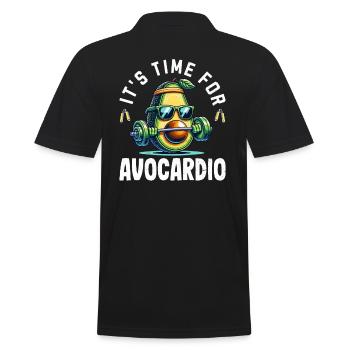 It's Time For Avocardio Gym Fitness Vegan Avocado - Männer Poloshirt - Schwarz - Hinten - Kai (181cm)