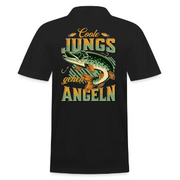 Coole Jungs gehen Angeln Sportfischer Angler - Männer Poloshirt - Schwarz - Hinten - Kai (181cm)