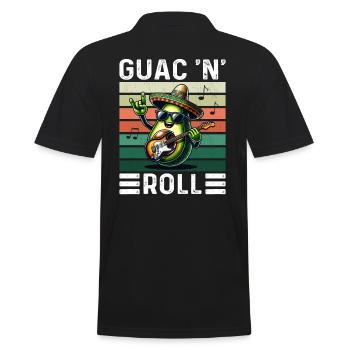 Guac 'N' Roll Rocker Veganer Guacamole Avocado - Männer Poloshirt - Schwarz - Hinten - Kai (181cm)