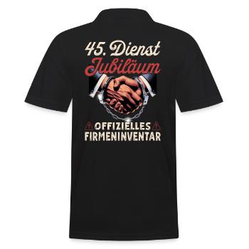 45 Year Anniversary Company Anniversary Gift - Men's Polo Shirt - black - Back - Kai (181cm)