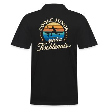Coole Jungs spielen Tischtennis Retro Ping Pong - Männer Poloshirt - Schwarz - Hinten - Kai (181cm)