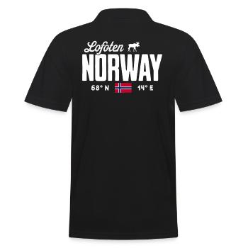 Norwegen Souvenir Skandinavien Norway Lofoten - Männer Poloshirt - Schwarz - Hinten - Kai (181cm)