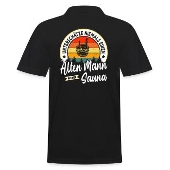 Never underestimate an old man in a sauna - Men's Polo Shirt - black - Back - Kai (181cm)