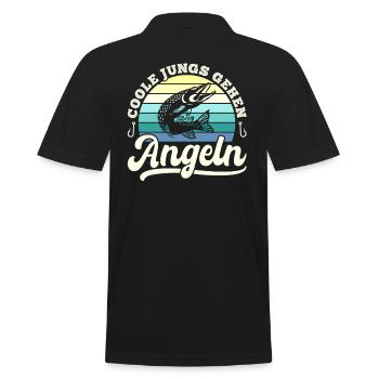 Coole Jungs gehen Angeln Sportfischer Angler Motiv - Männer Poloshirt - Schwarz - Hinten - Kai (181cm)