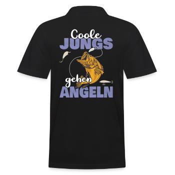 Coole Jungs gehen Angeln Sportfischer Angler Motiv - Männer Poloshirt - Schwarz - Hinten - Kai (181cm)