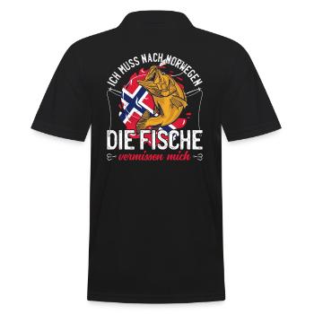 I have to go to Norway Norway Scandinavia Angler - Men's Polo Shirt - black - Back - Kai (181cm)
