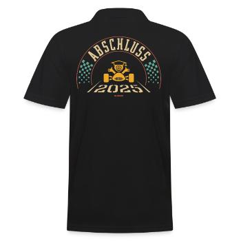 Abschluss 2025 (Schulabschluss / Zieleinfahrt 4C) - Männer Poloshirt - Schwarz - Hinten - Kai (181cm)