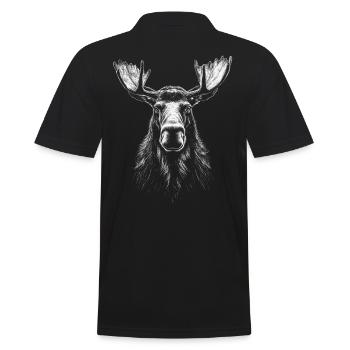 Rentier Portrait Elch Tiere Tier Wildtier - Männer Poloshirt - Schwarz - Hinten - Kai (181cm)