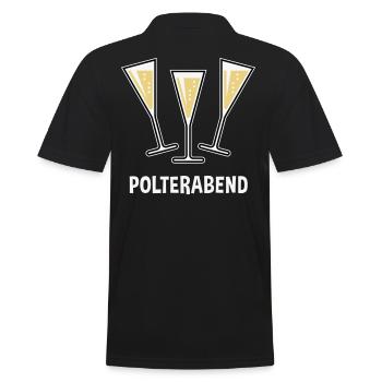 Polterabend (JGA / Sektgläser / Trichter Zu / 3C) - Männer Poloshirt - Schwarz - Hinten - Kai (181cm)