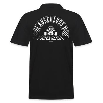 Abschluss 2025 (Schulabschluss / Zieleinfahrt / W) - Männer Poloshirt - Schwarz - Hinten - Kai (181cm)