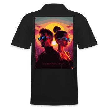 cyber 06 - Männer Poloshirt - Schwarz - Hinten - Kai (181cm)