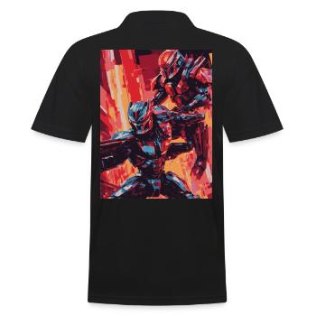 robot 05 - Männer Poloshirt - Schwarz - Hinten - Kai (181cm)