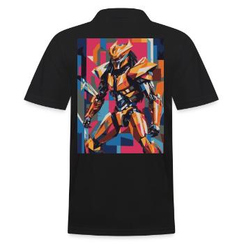 robot 04 - Männer Poloshirt - Schwarz - Hinten - Kai (181cm)