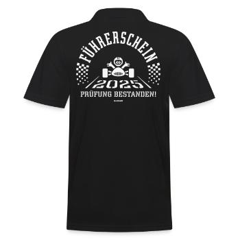 Führerschein 2025 – Fahrprüfung Bestanden! (White) - Männer Poloshirt - Schwarz - Hinten - Kai (181cm)