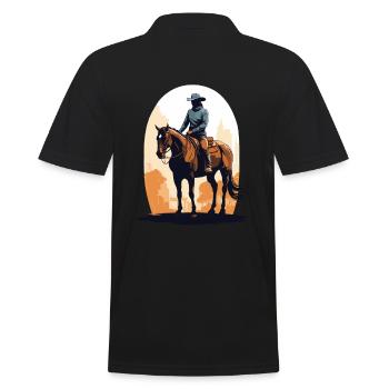 Esthétique Western Cavalier Streetwear - Polo Homme - noir - Dos - Kai (181cm)