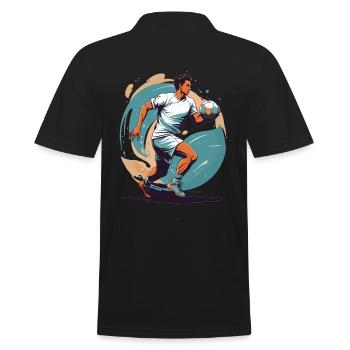 Handball Player Streetwear Iconic Style Design - Men's Polo Shirt - black - Back - Kai (181cm)