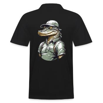 Crocodile Golfer Aesthetic Golfer Streetwear - Men's Polo Shirt - black - Back - Kai (181cm)