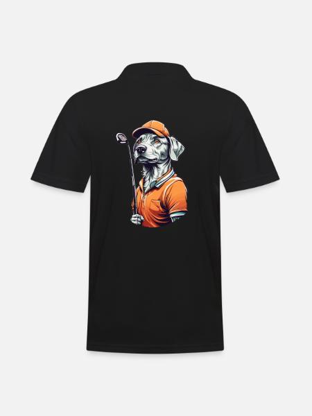 Golfer Dog Golfer Design Aesthetic - Men's Polo Shirt - black