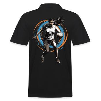 Handball player streetwear Iconic style - Men's Polo Shirt - black - Back - Kai (181cm)