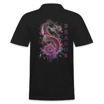 DRAGON DRACHE - Männer Poloshirt - Schwarz - Hinten - Kai (181cm)