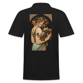 Alfons Mucha - Le Fruit - Männer Poloshirt - Schwarz - Hinten - Kai (181cm)