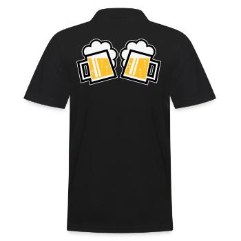 2 Bayrische Bierkrüge Prosten (Bier Maßkrüge / 3C) - Männer Poloshirt - Schwarz - Hinten - Kai (181cm)