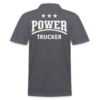 Power Trucker (chauffeur de camion / chauffeur de camion / blanc) - Polo Homme - charbon - Dos - Nico (186cm)