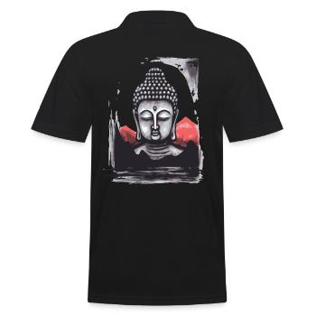 Japan Rote Sonne: Ein ruhender Buddha - Männer Poloshirt - Schwarz - Hinten - Kai (181cm)