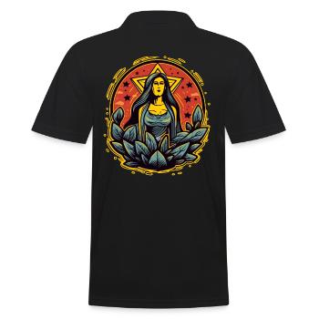 Personifizierte Mutter Natur: Unsere Heldin - Männer Poloshirt - Schwarz - Hinten - Kai (181cm)