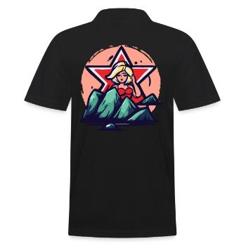 Cartoon Beach Babe The Beach Beauty - Men's Polo Shirt - black - Back - Kai (181cm)