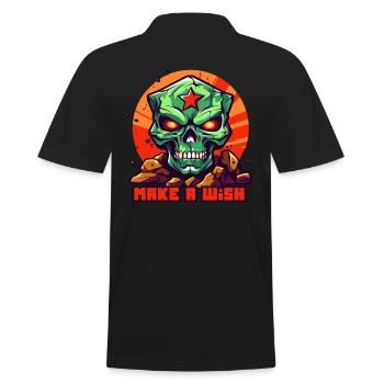 Totenkopf Stern Felsen: Wünsche Dir was - Männer Poloshirt - Schwarz - Hinten - Kai (181cm)