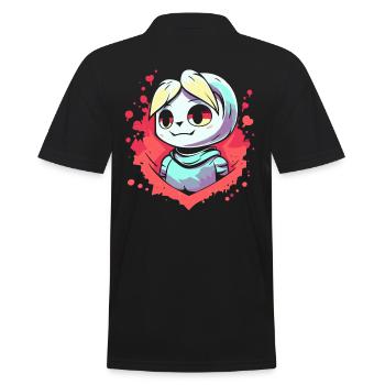 Niedlicher Anime-Charakter - Männer Poloshirt - Schwarz - Hinten - Kai (181cm)