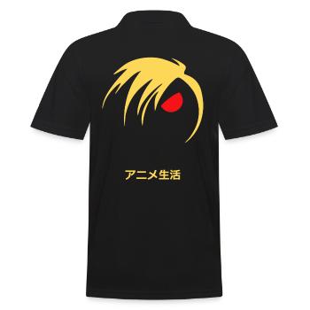 Anime Life: Manga-Style Anime Leben - Männer Poloshirt - Schwarz - Hinten - Kai (181cm)