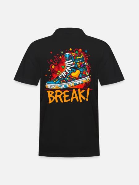 Breakdance Love : Baskets en forme de cœur - Polo Homme - noir
