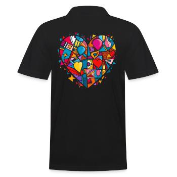 Ein Herz in einem Herz der Liebe - Männer Poloshirt - Schwarz - Hinten - Kai (181cm)