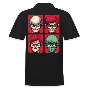 Cartoon Faces of Wrath - Men's Polo Shirt - black - Back - Kai (181cm)
