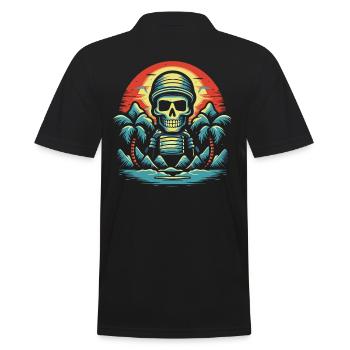 Crâne et drôles de palmiers Île de Priaten - Polo Homme - noir - Dos - Kai (181cm)