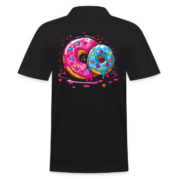 Leckerer süßer riesiger Donut - Männer Poloshirt - Schwarz - Hinten - Kai (181cm)