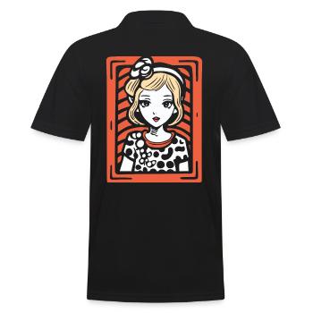 Das bezaubernde Anime-Punkt-Kleid-Mädchen - Männer Poloshirt - Schwarz - Hinten - Kai (181cm)
