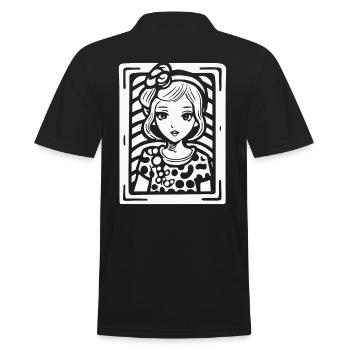 Punktmuster Cartoon: Eine bezaubernde Frau - Männer Poloshirt - Schwarz - Hinten - Kai (181cm)