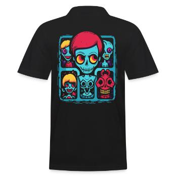 Das lustige Cartoon-Zimmer des Schreckens - Männer Poloshirt - Schwarz - Hinten - Kai (181cm)