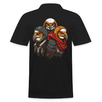 A gang of cartoon birds of prey - Men's Polo Shirt - black - Back - Kai (181cm)