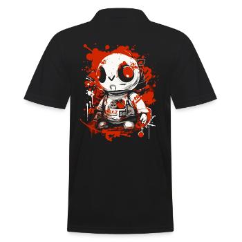 Schau hier, ein spritziger Weltraum Roboter - Männer Poloshirt - Schwarz - Hinten - Kai (181cm)