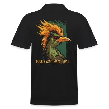 cooler lustiger und verrückter Vogel Punk - Männer Poloshirt - Schwarz - Hinten - Kai (181cm)
