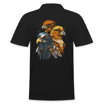Cartoon der coolen Raubvogel Bande - Männer Poloshirt - Schwarz - Hinten - Kai (181cm)