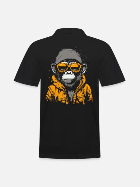 Cool jacket, sunglasses, cool monkey - Men's Polo Shirt - black