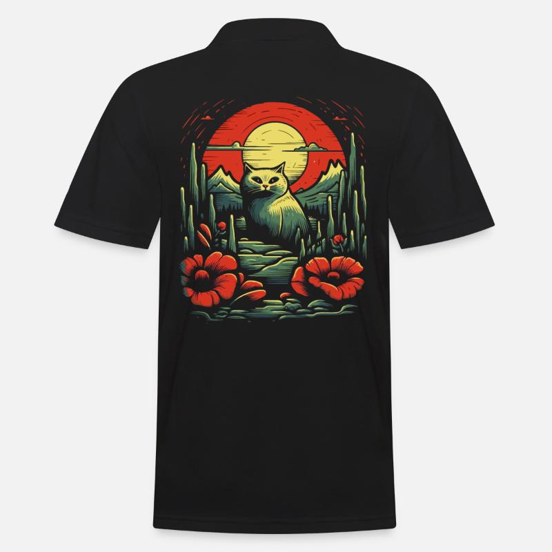 Ein Katze im Mohnfeld - Männer Poloshirt - Schwarz